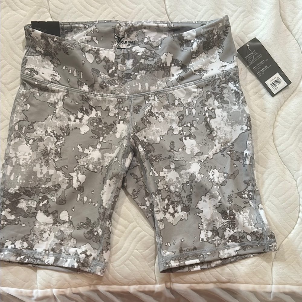 Gray and white biker shorts